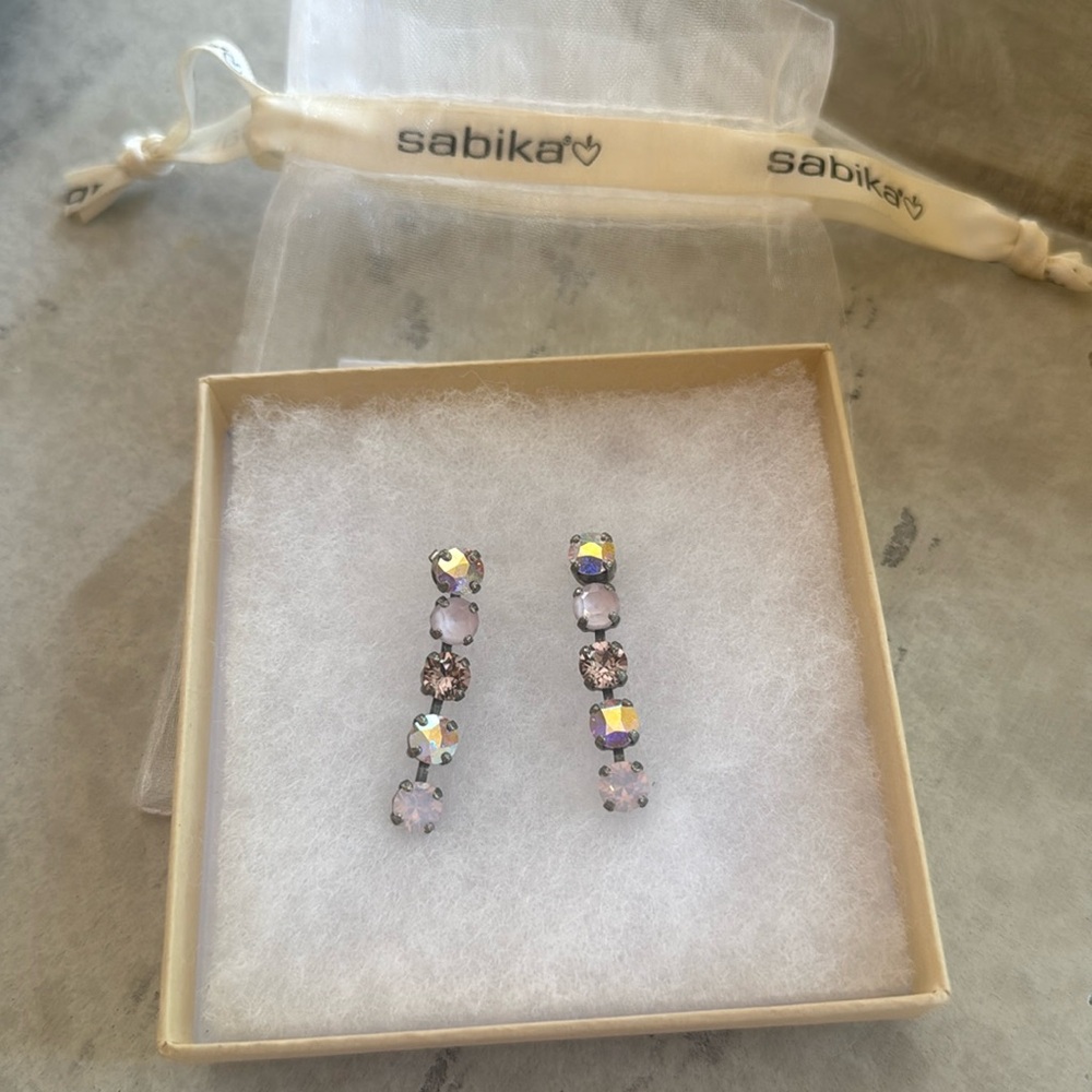 Sabika Light Pink 5 stone Earrings Dangle